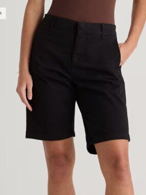 Quince Organic Stretch Cotton Chino Bermuda Shorts Black 8 NWT
